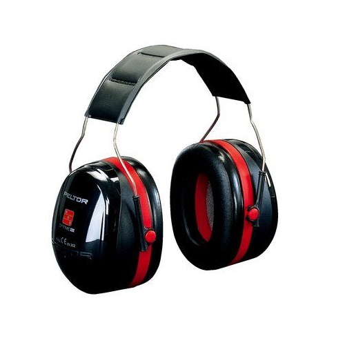 3M Peltor Optime III Headband Ear Defenders Black / Red