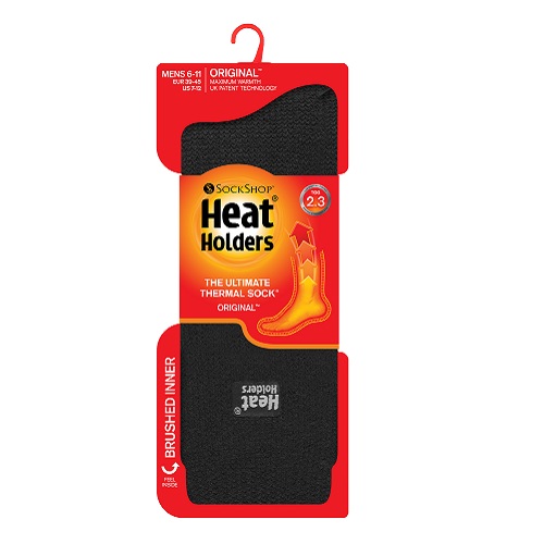Heat Holders Thermal Socks Black Size 6-11 6 Pairs per Pack