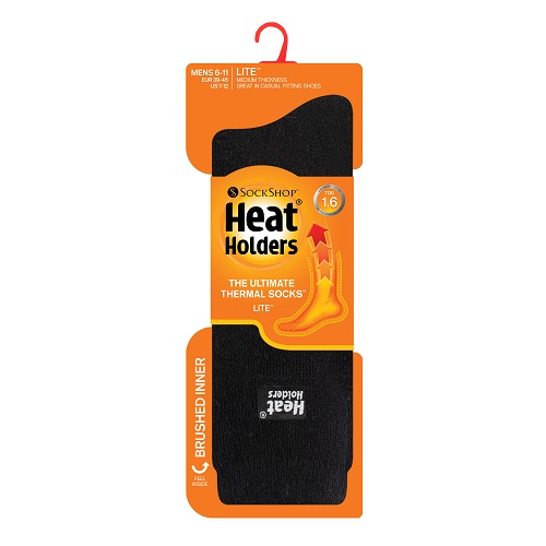 Heat Holders Lite Thermal Socks Black Size 6-11 Single Pair