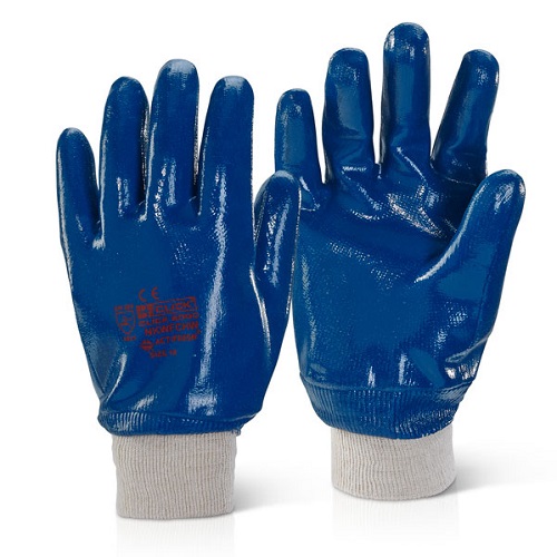 Nitrile Fully Coated Knitwrist Glove Blue Size 10 X Large