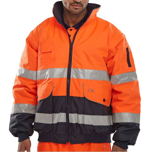 Two Tone Hi-Vis Europa Bomber Jacket Orange / Navy S