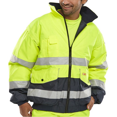 Two Tone Hi-Vis Europa Bomber Jacket Yellow / Navy S