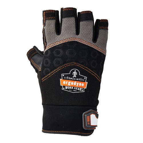 Anti-Vibration Ergodyne Impact Fingerless Gloves Black Large