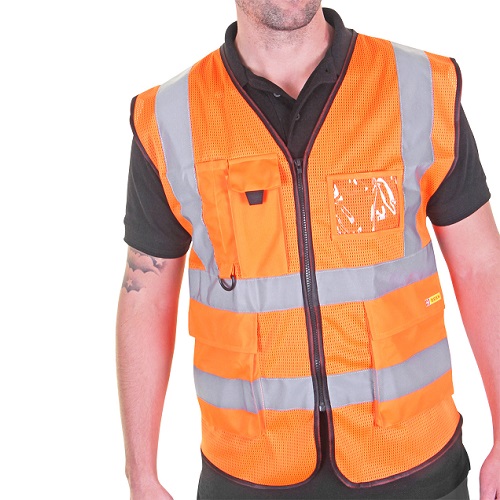 Executive Mesh Waistcoat Orange Large