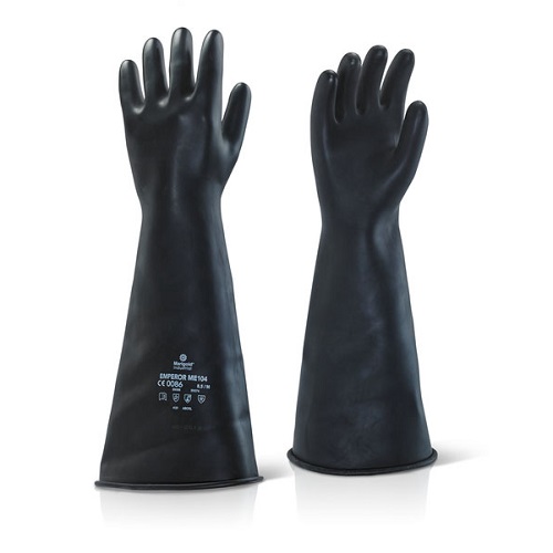 Industrial Latex Gauntlet Gloves Black 17" Size 9
