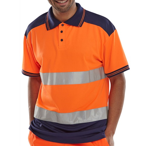 Two Tone Polo Shirts Orange / Navy L