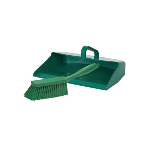 Vikan Dustpan (MS552) and Medium Hand Brush (45892) Set Green