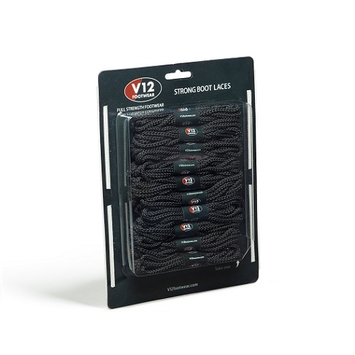 V12 Strong Boot Laces 140 cm Black Single Pair