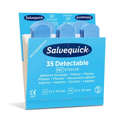 Salvequick Detectable Blue Adhesive Bandages 6 x 35's
