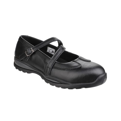 Amblers Ladies Buckle Shoe S1P Black Size 6