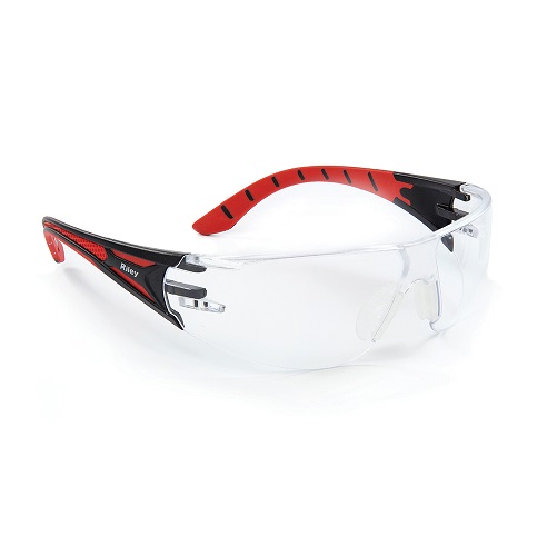 Stream Clear Safety Specs Red / Black Anti-Scratch Anti-Fog Tecton Lens