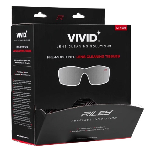 Riley Vivid 500 Moist Lens Wipes Individually Packaged Wet Lens Wipes