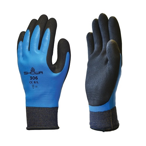 Showa 306 Dual Latex Grip Glove Blue / Black Size Small