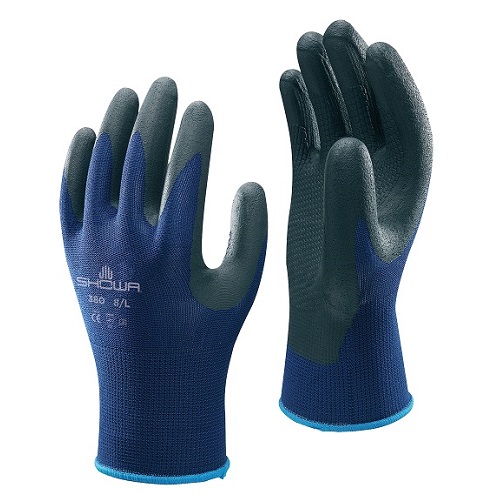 Showa 380 Nitrile Foam Coated Glove Blue / Black Medium