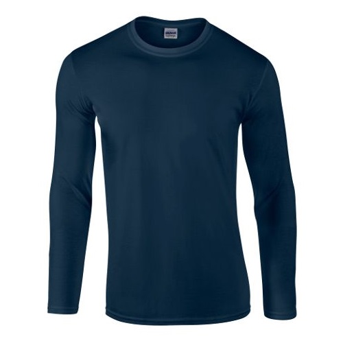 Gildan Soft Style Adult T Shirt Long Sleeve Navy Large
