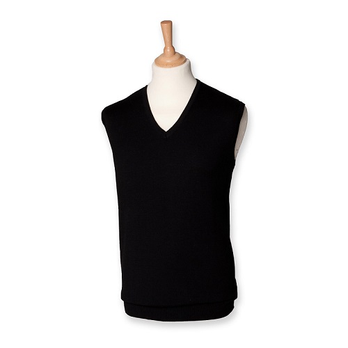 H724 Mens Sleeveless V Neck Jumper Black Small