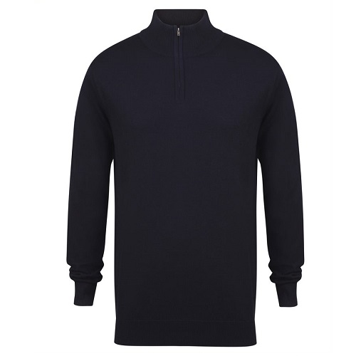 Henbury H729 1/4 Zip Jumper Navy Medium