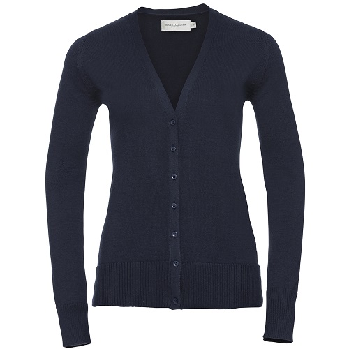 Ladies V Neck Knitted Cardigan French Navy Small