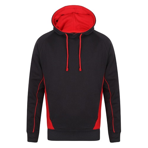 LV335 Contrast Hooded Sweatshirt Hoodie Red / Black Small