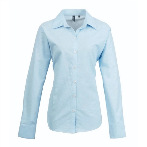 Premier Signature Ladies Oxford Long Sleeve Shirt PR334 Light Blue Size 8
