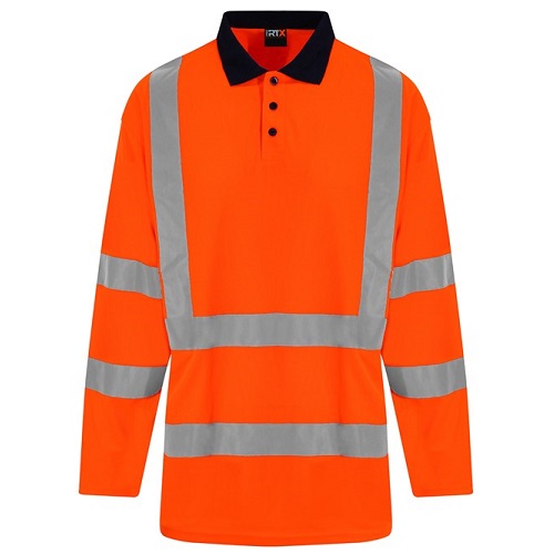 RX715 High Visibility Long Sleeve Polo Orange Medium