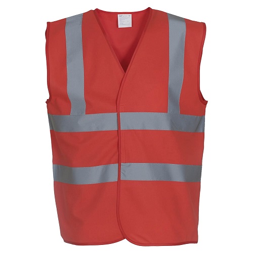 Hi Vis Vest 2 Bands and Braces Red Large