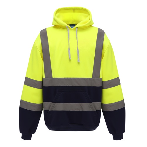 YK032 Yoko Hi-Vis Zip Hoodie Yellow / Navy Medium