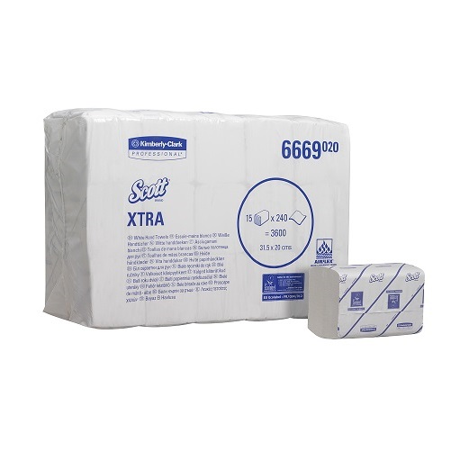 Scott XTRA Interfold Hand Towels White 1 Ply 3600's