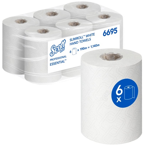 Scott® Essential™ Slimroll™ Rolled Hand Towels White 6's