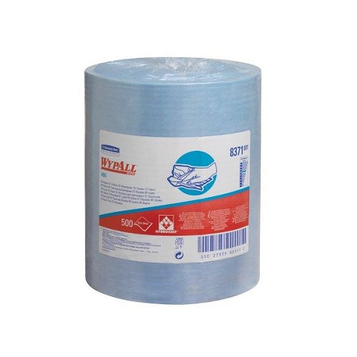 Wypall X60 Blue Cloths Single Roll 500 Sheets 31.5 x 38cm