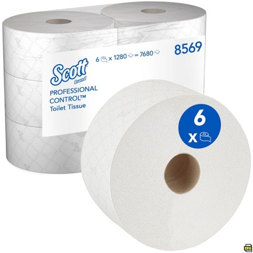 Scott® Control™ Centrefeed Toilet Tissue 8569 2 Ply Toilet Paper - 6 Rolls x 1280 Sheets (7,680 sheets)