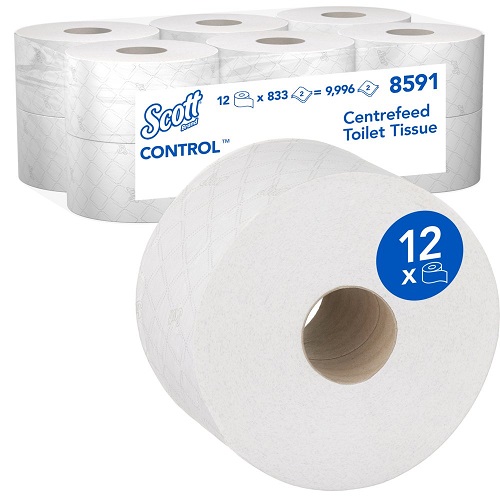 Scott® Control™ Centrefeed Toilet Tissue 2 Ply Toilet Paper 12 Rolls x 833 Sheets