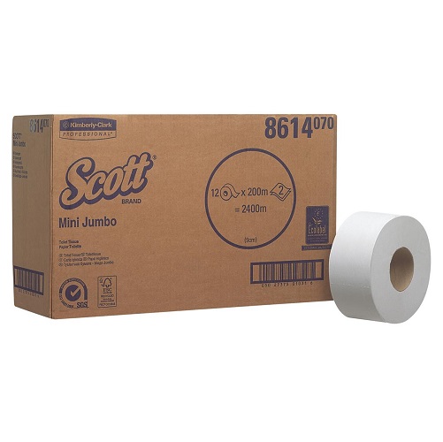 SCOTT Mini Jumbo Toilet Tissue White 2 Ply 12 Rolls x 500 Sheets