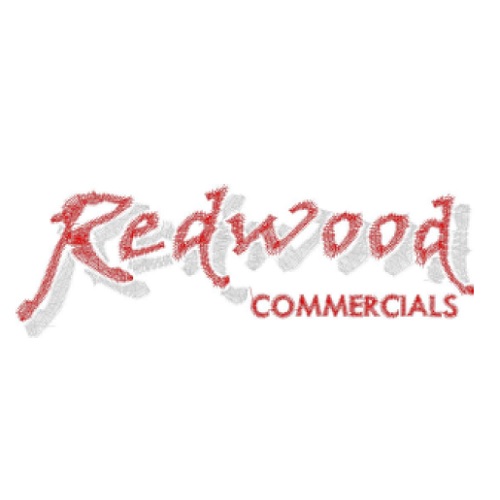 Embroidery Redwood Commercials Black Background Red Letters
