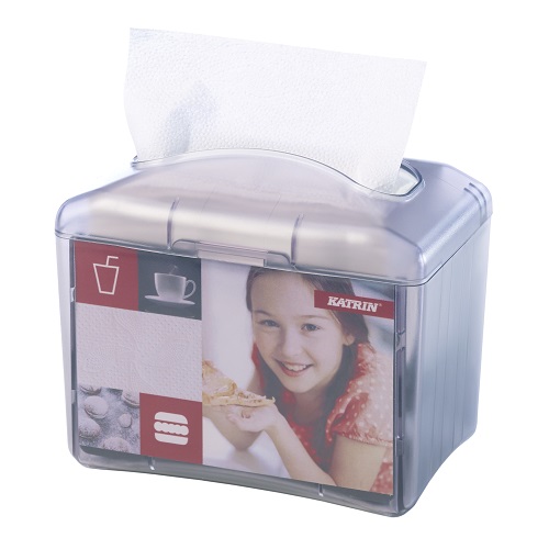 Katrin Table Top Napkin Dispenser Grey Translucent