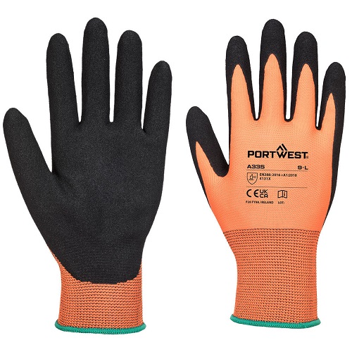 Portwest A335 Grip 15 Nitrile Sandy Glove Orange/Black X Small