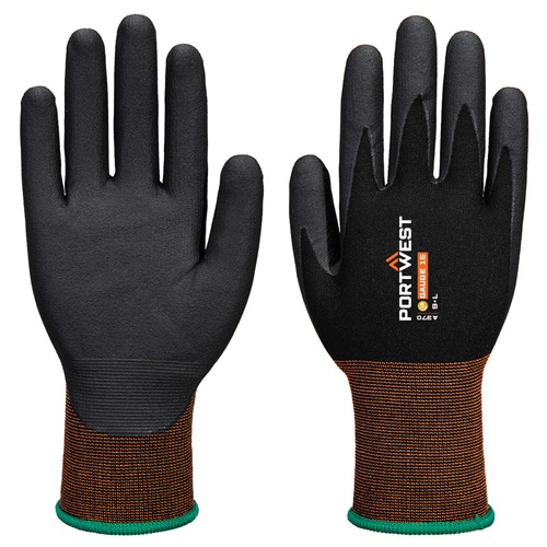 Portwest A370 GP Grip 15 Nitrile Micro Foam Gloves Black Large
