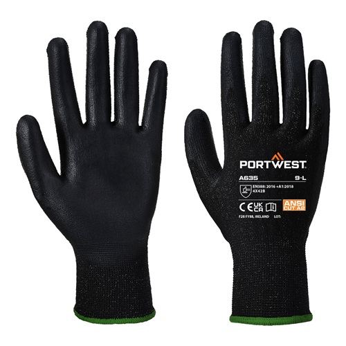 Portwest A635 Cut B13 PU Economy Glove Black Medium
