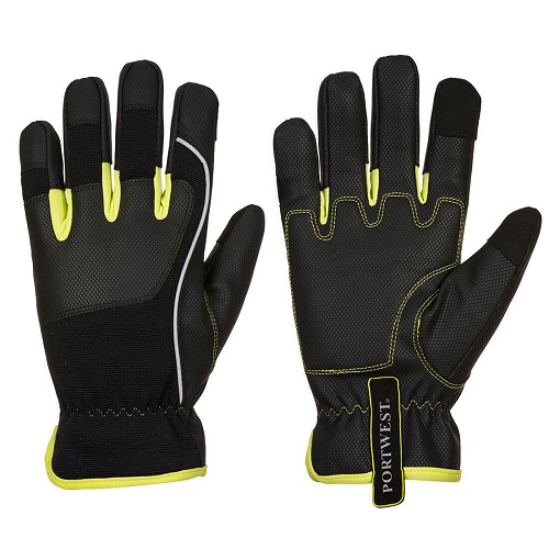 Portwest A771 PW3 Mechanic 540 PU Reinforced Palm Glove Black/Yellow Large
