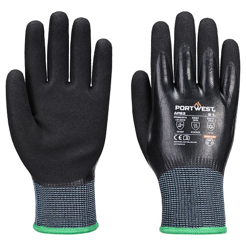 AP53 Cold F15 Nitrile Aqua Cut Glove Black Large