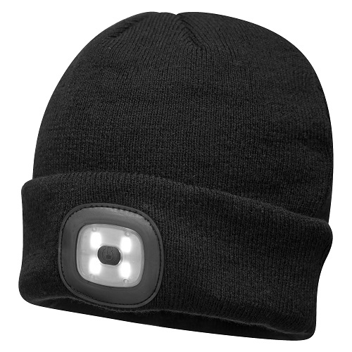 Portwest B029 Beanie LED Head Light USB Rechargeable Black