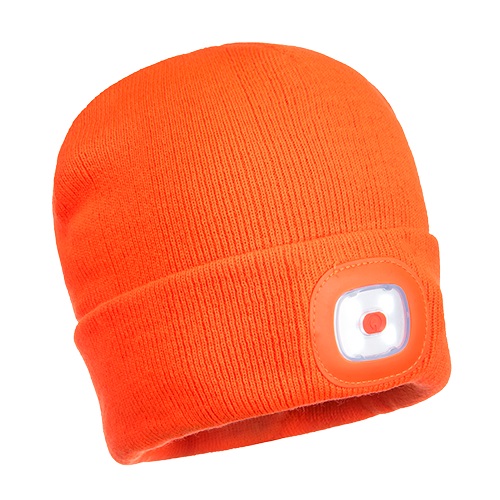 Portwest B029 Beanie LED HeadLight USB Rechargeable Orange