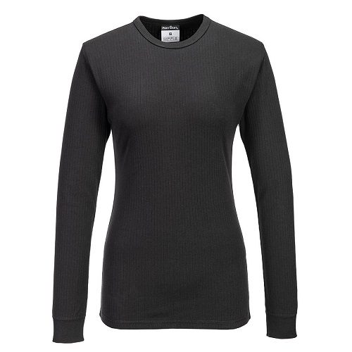 Portwest Womens Thermal Long Sleeve T Shirt Black Small