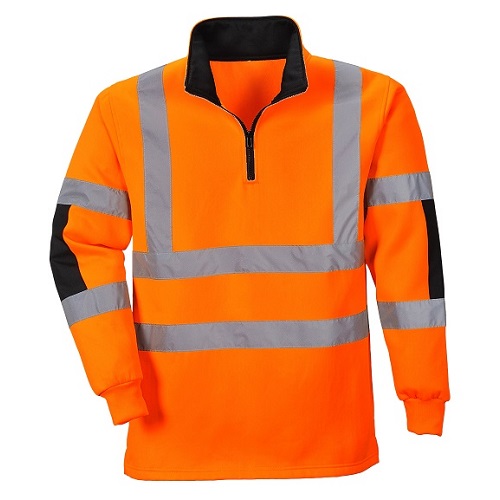 Portwest Hi-Vis Zenon Rugby Shirt B308 Orange / Black S