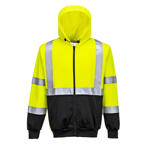 Portwest B315 Hi-Vis Two-Tone Zipped Hoodie Yellow / Black Medium