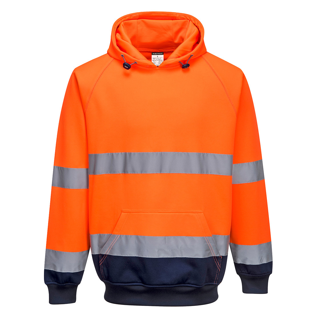 Portwest B316 Two Tone Zip Front Hoodie Orange / Navy Medium