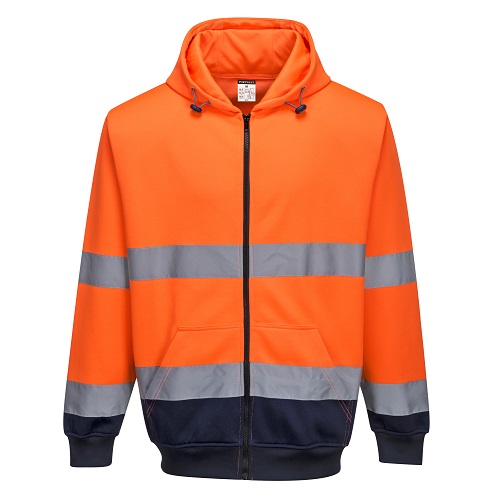 Portwest B317 Two Tone Zip FrontHoodie Orange / Navy Small