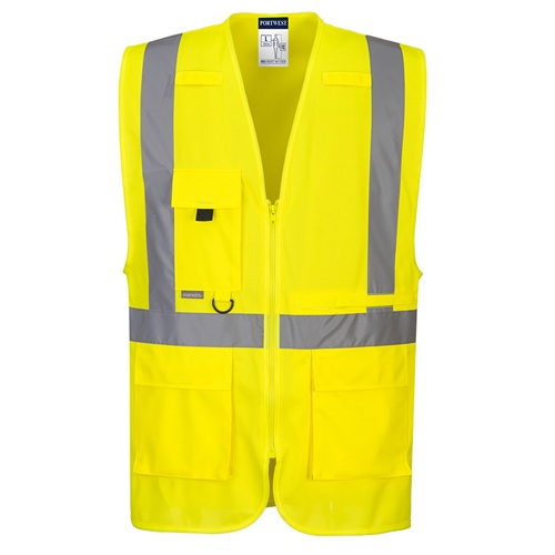 Portwest C357 Hi-Vis Tablet Pocket Executive Vest Yellow Medium