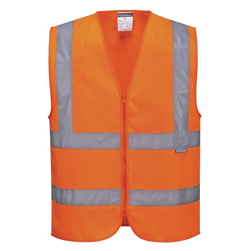 Portwest C375 Hi Vis Zipped Band and Brace Vest Orange Small