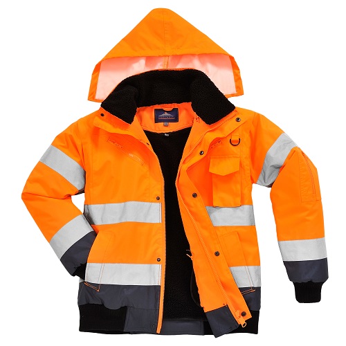 Portwest Hi-Vis 3 in 1 Contrast Bomber Jacket C465 Orange / Navy S